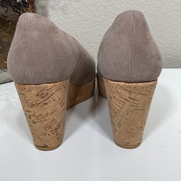 Stuart Weitzman Anna Cork Wedge Peep Toe Pump Haze Size 8 - Picture 7 of 12